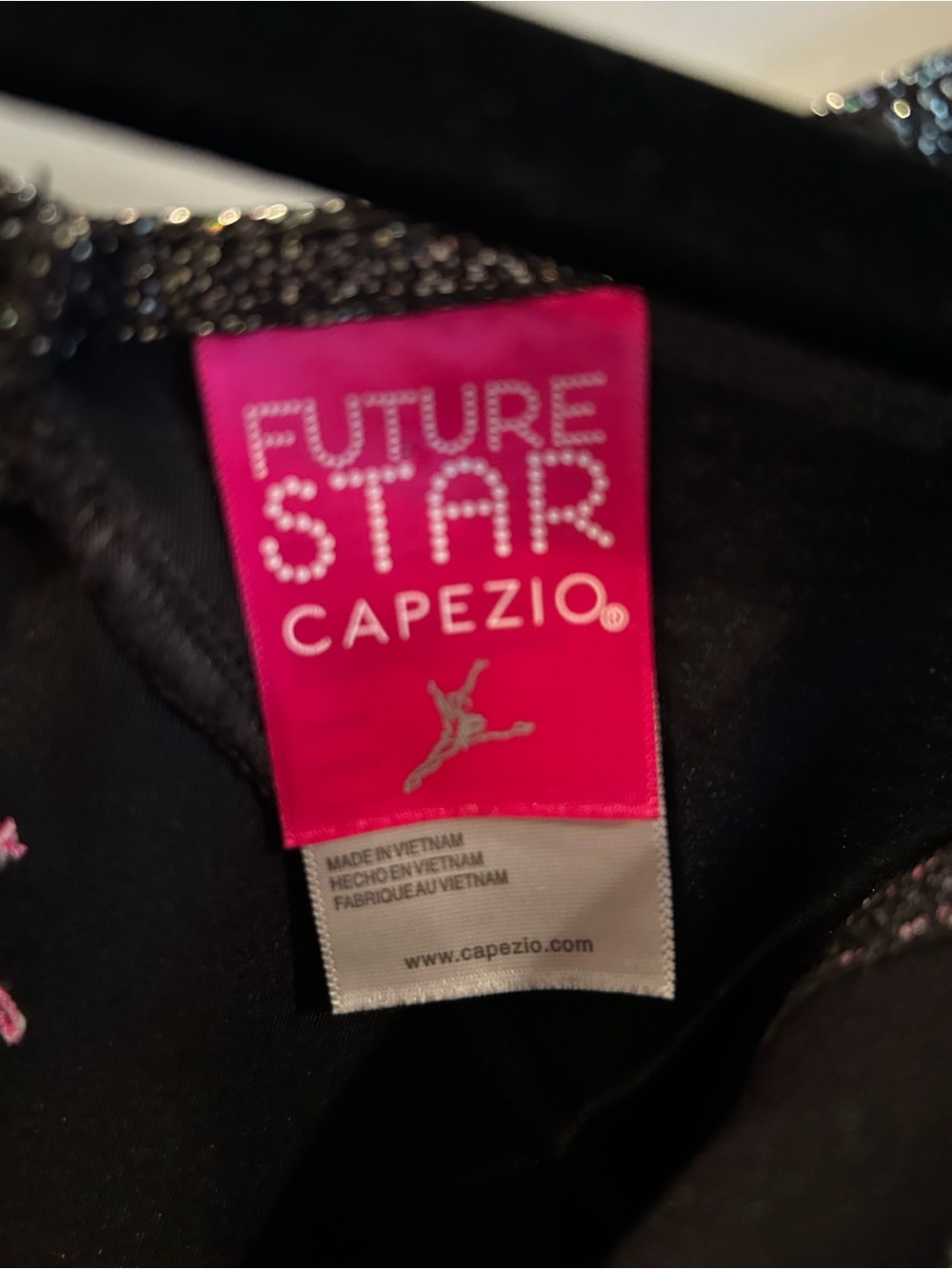 Capezio Black Dance Dress with Multicolor Sparkle Swirls S/CH - Picture 8 of 9